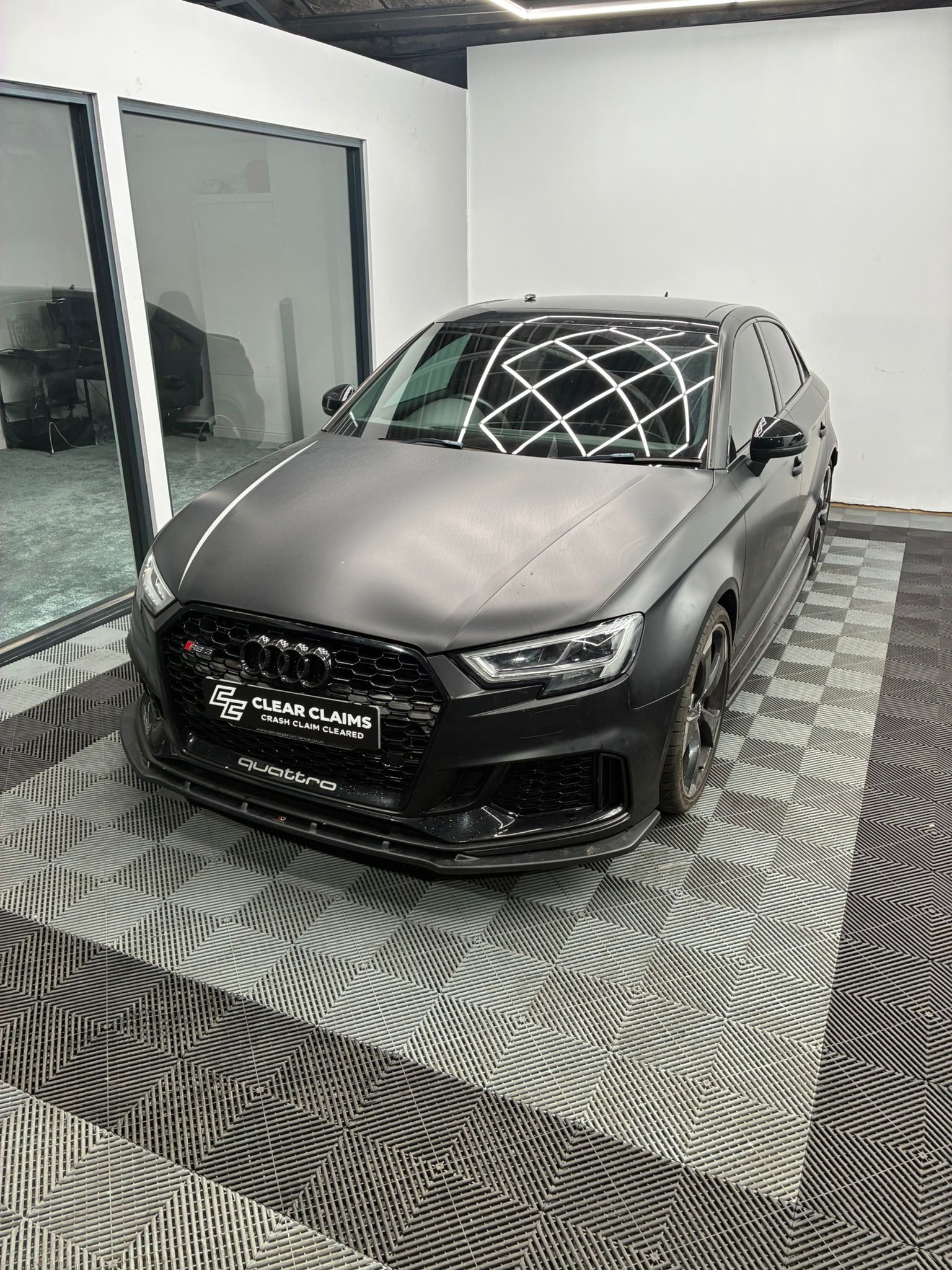 Audi RS3 in Clear Claims showroom